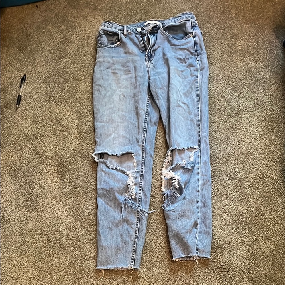 PacSun Blue Skinny Jeans with Vintage Distressing